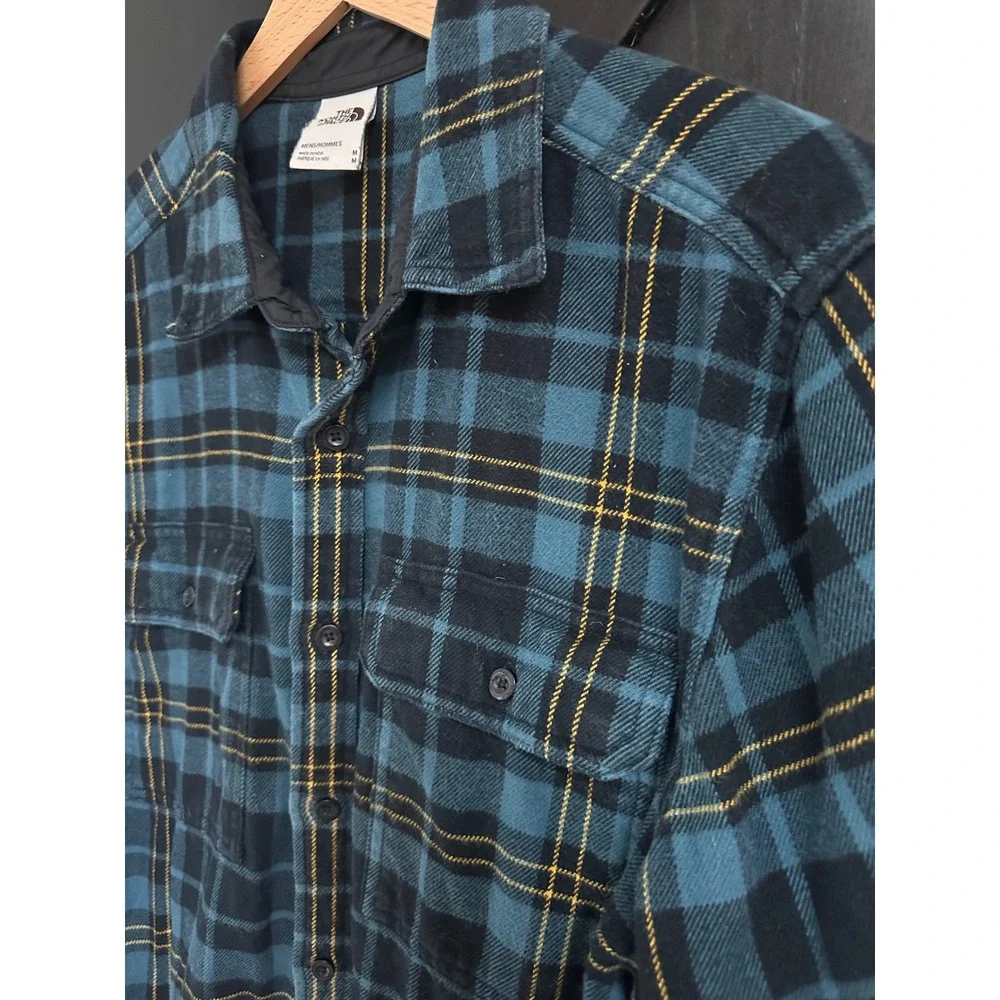 The North Face Mens Plaid Flannel Button Down Shirt Blue Black Medium Gorpcore
